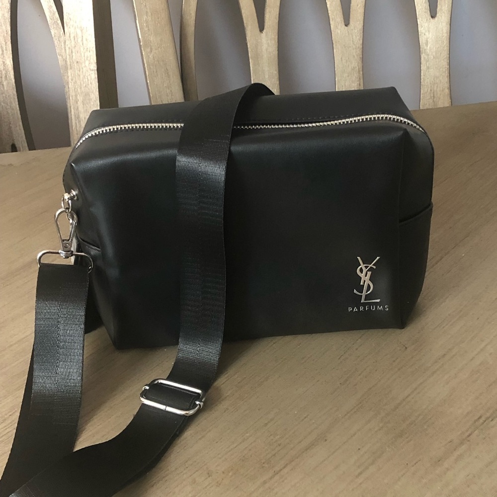 - Yves Saint Laurent YSL Black zip close Toiletries Bag  in to crossbody b… - Picture 6 of 12